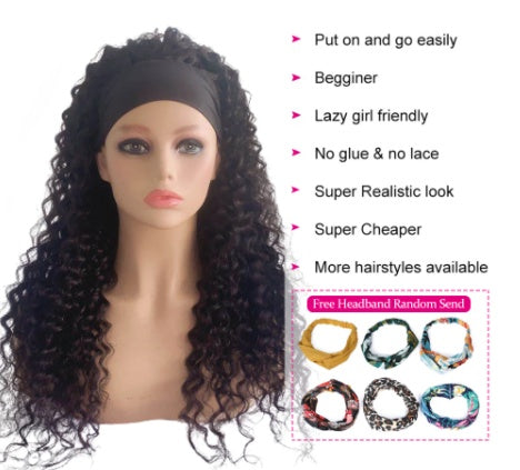 Perruque bandeau en fibre chimique pour femme