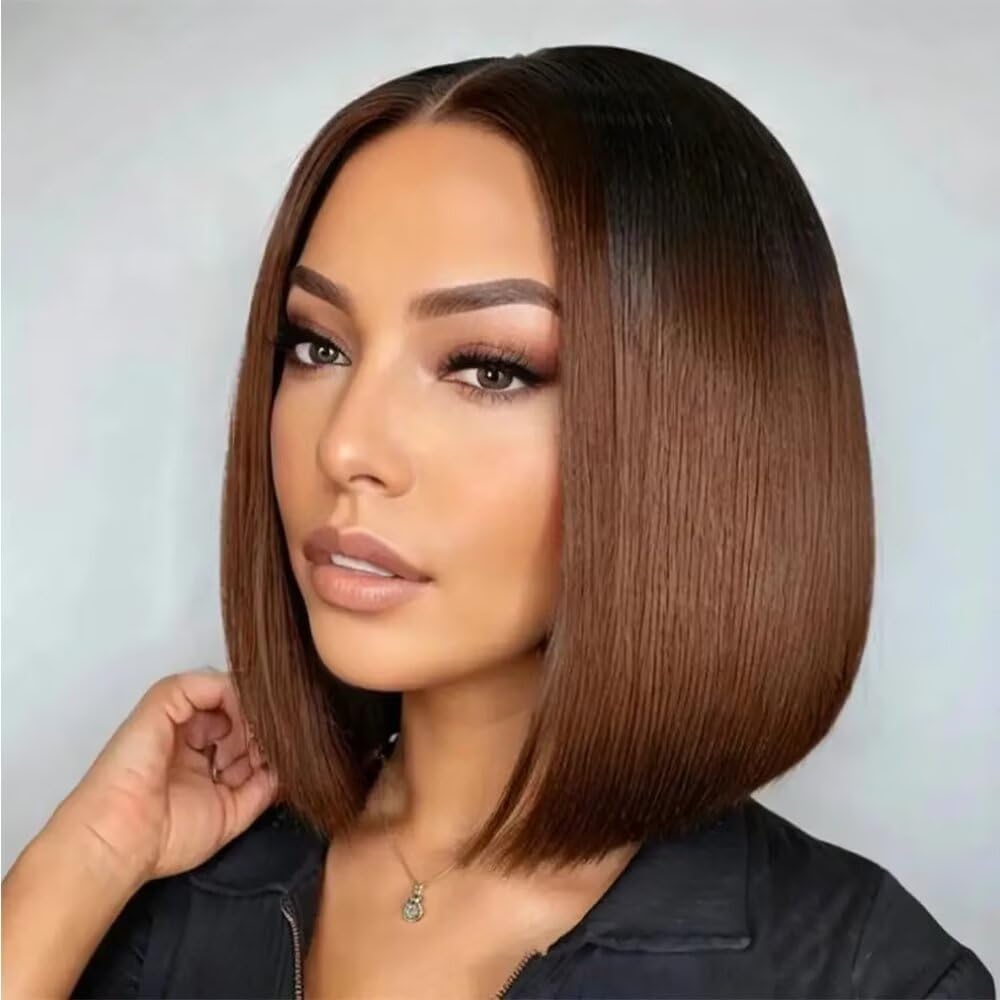 Perruque en dentelle véritable - Cheveux courts et raides 100 % naturels