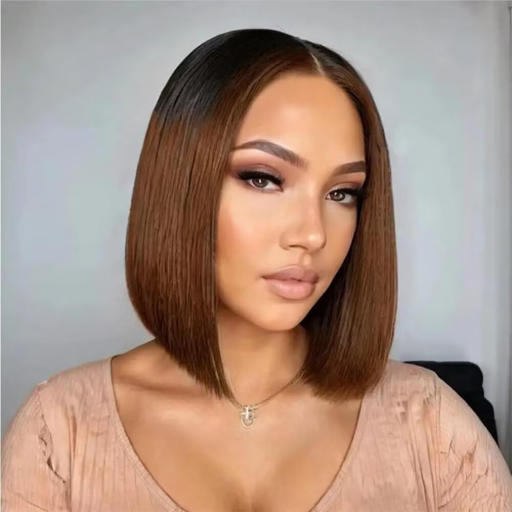 Perruque en dentelle véritable - Cheveux courts et raides 100 % naturels
