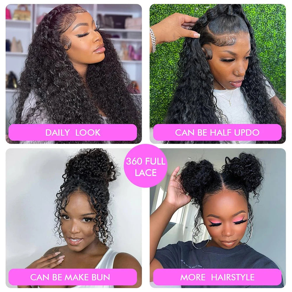 Invisible Strap 360 Lace Wig – Precut HD, Deep Curly, Glueless Human Hair