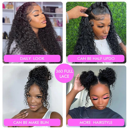 Invisible Strap 360 Lace Wig – Precut HD, Deep Curly, Glueless Human Hair