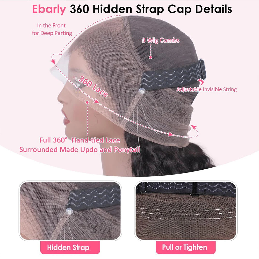 Invisible Strap 360 Lace Wig – Precut HD, Deep Curly, Glueless Human Hair