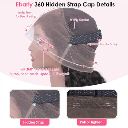 Invisible Strap 360 Lace Wig – Precut HD, Deep Curly, Glueless Human Hair