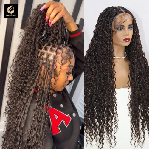 Perruque en dentelle intégrale SokiShine® Bohemian Box Braids sans nœuds - Ondulée et sans nœuds